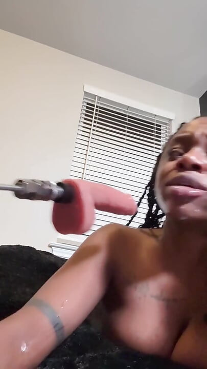 Ebony Fucks Throat and Squirt Uncontrollably