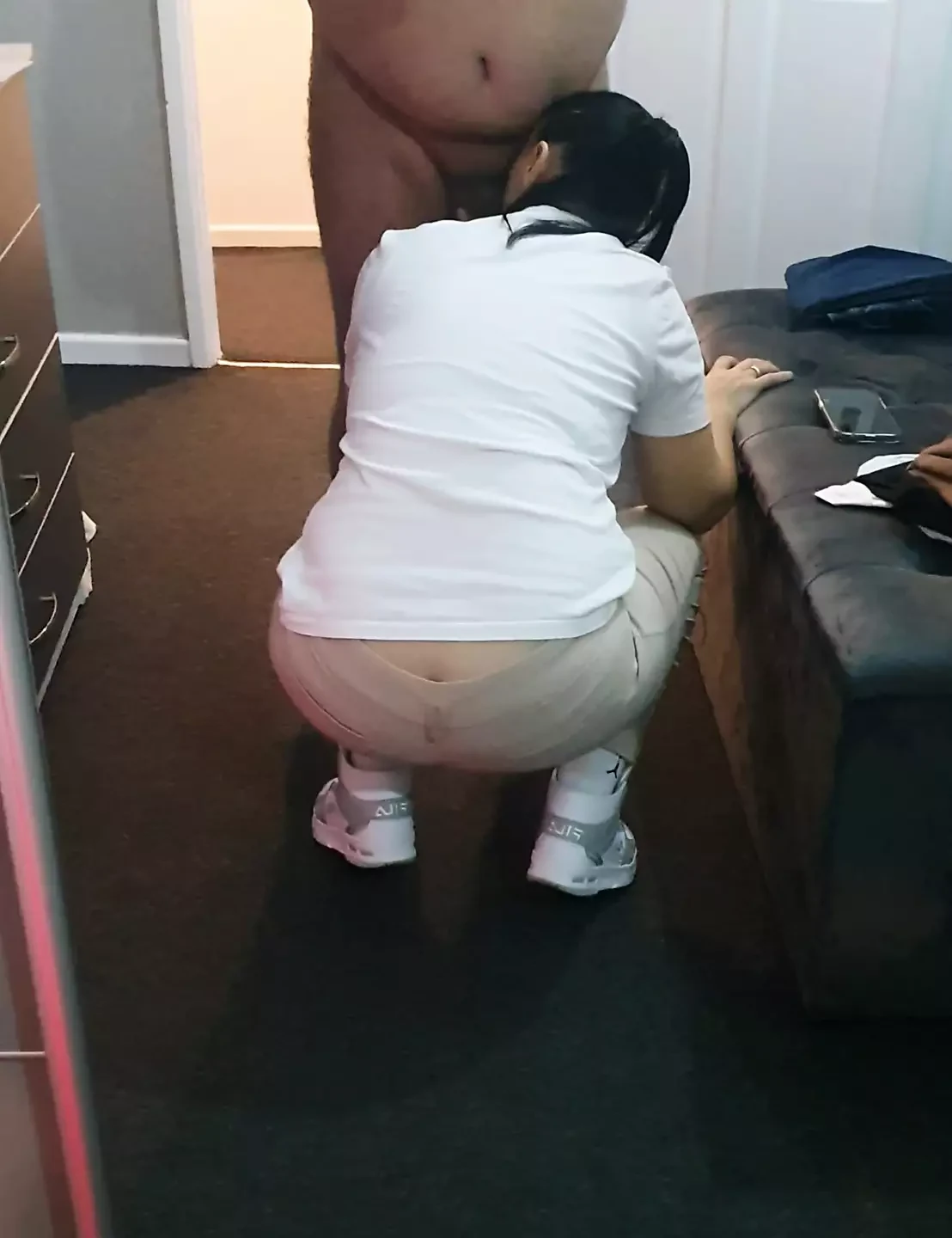 Step son challenge step mom sucking his dick in front of mirror