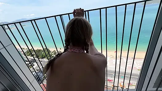 FUCK ME ON THE BALCONY! MY STEP-SISTER DOESN'T WANT TO CLEAN THE HOUSE, SHE WANTS TO FUCK IN PUBLIC!!! THE NEIGHBORS SEEN US!!!
