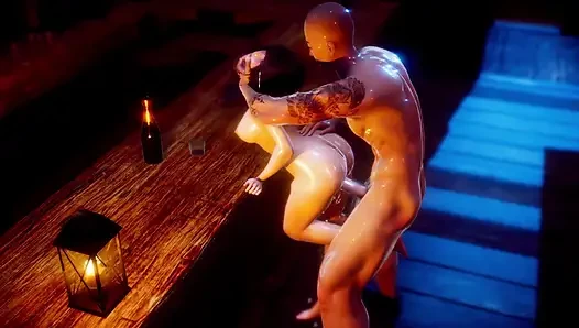 Hot Babe Bent Over the Bar Counter Getting Her Pussy Destroyed - Hardcore Rough Bar Fuck