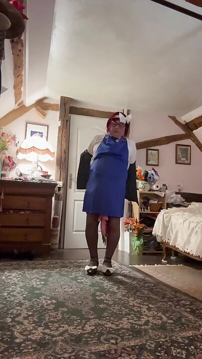 Dressed in a little royal blue dress for an evening