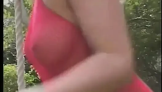 Hot busty brunette babe gets all her holes stretched by three hung dudes