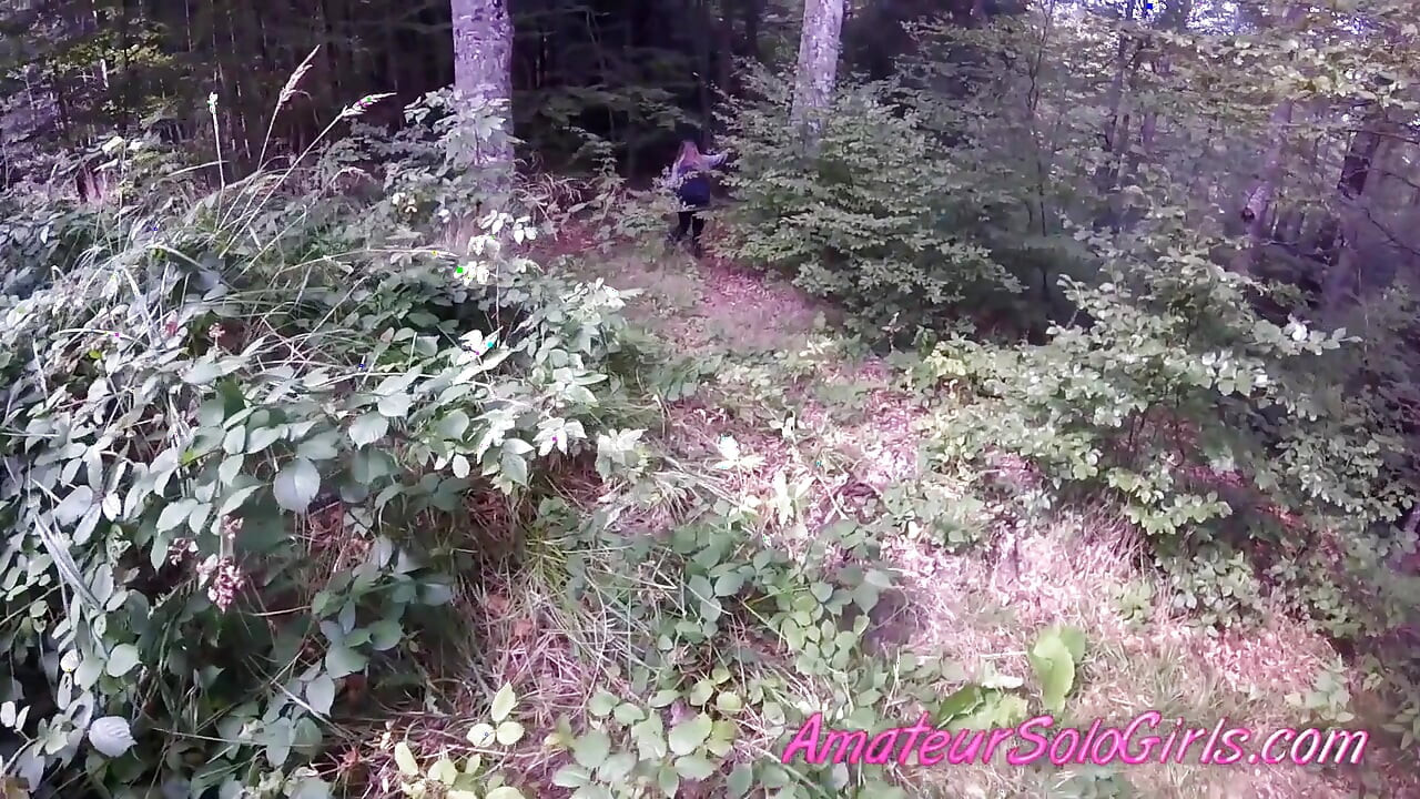 Mature man watches girl masturbate in the forest