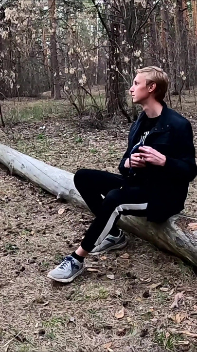 The Guy Walks with A Vibrator in The Park and Masturbates