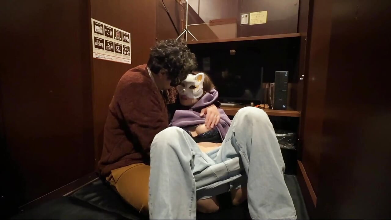 Ntr at an Internet Café - Her Husband Is Nearby While She Gets an Anal Creampie