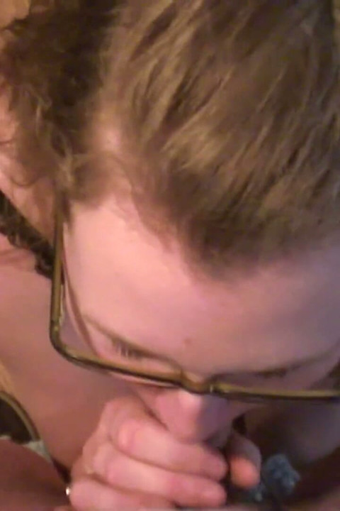 Girlfriend with glasses blowjob