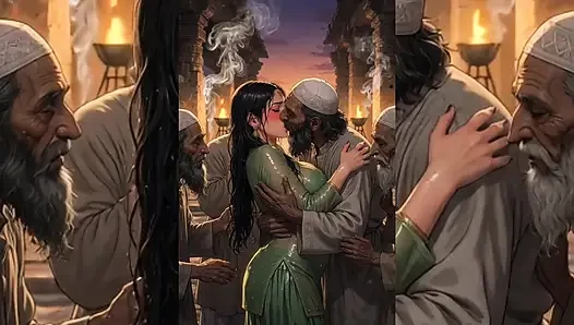 Hintli orta yaşlı seksi kadınlar ve yenge pis müslüman erkekler tarafından tamamen domine ediliyor - halka açık gruplama ve yolsuzluk