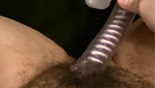 Fucking my Boi pussy with a double ended dildo