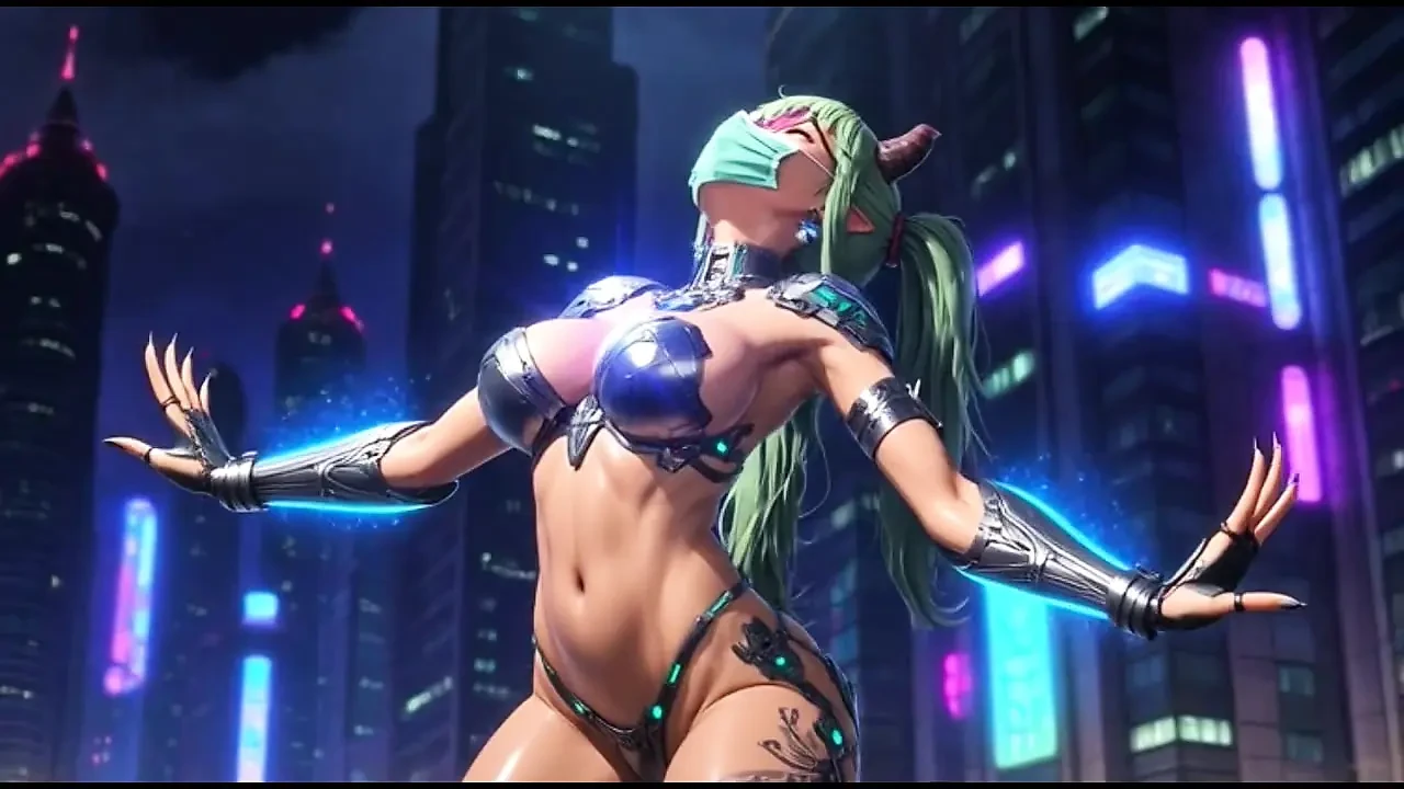 Cyberpunk girls dance (Ai animation)