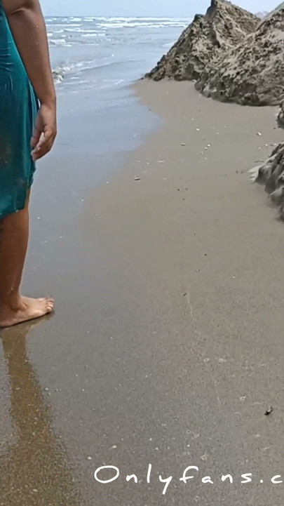 Pregnant slut Wife Shows Her pussy In Public Beach | Clip 1