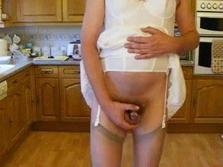 Chastity in white dress