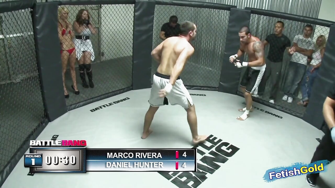 Muscular guy looses fight and have sex with chubby brunette as punishment