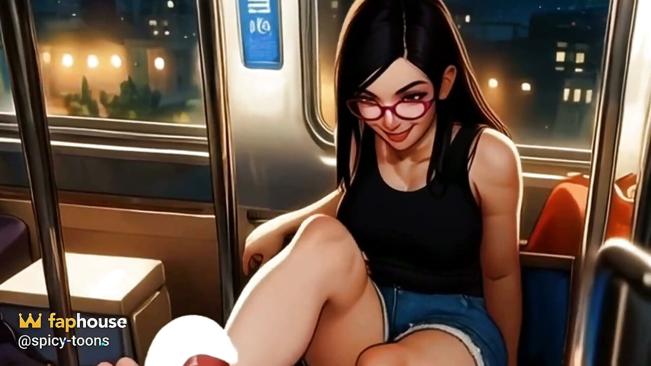 Hentai Girl Lin Gives You a Footjob on the Train