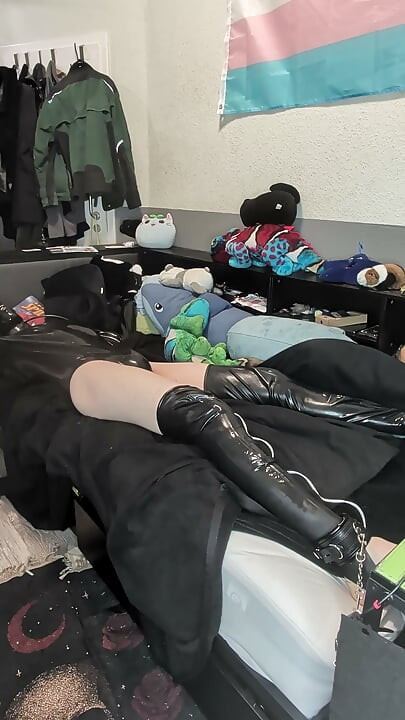 latex bondage with vibrator