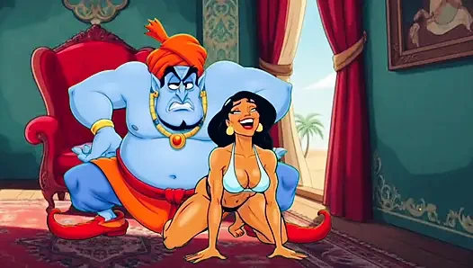 Шлюховатая принцесса и похотливый Джинн потирают лампой