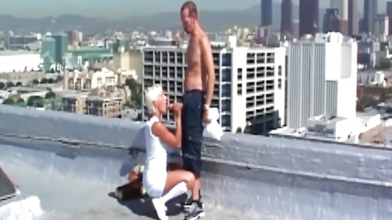 Blonde MILF Squirts While Riding Cock on Rooftop