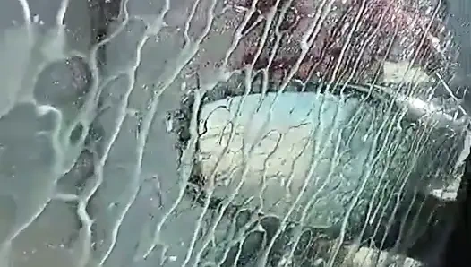 Public masturbate my pussy in the car wash, my husband's handjob in traffic! Part 1