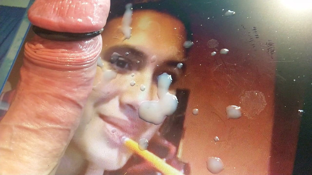 cumshot on brunettes face