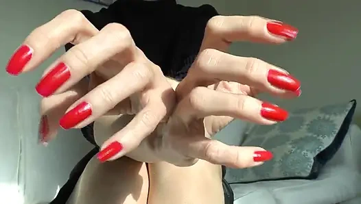Slave Marking with Pen, Beautiful Red Fingernails, Lady Victoria Valente