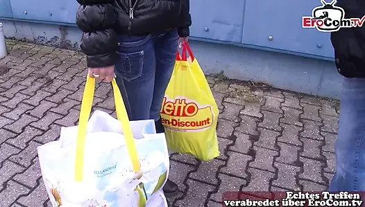 German wife persuaded to cheat on the street