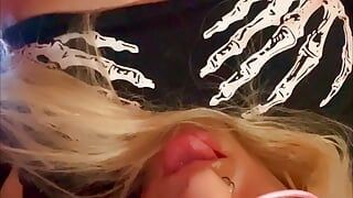 Slut Cums Into her Own Mouth, Multiple Sissygasms, While Sounding, Vibrator on Her Chastity Cage, In the Woods, Etc!
