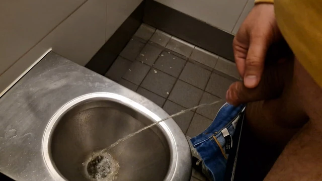 Peeing in a restroom on highway in Germany