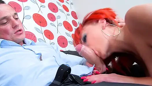 Big titted redhead sucks and fucks hard cock