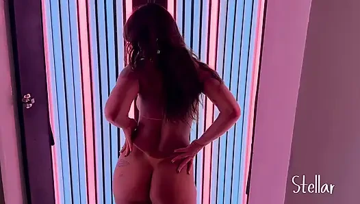 Fucking Inside the Tanning Booth Until I Get a Load in My Mouth