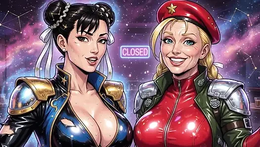 Chun Li ve Cammy ateşli göğüs dekoltesi