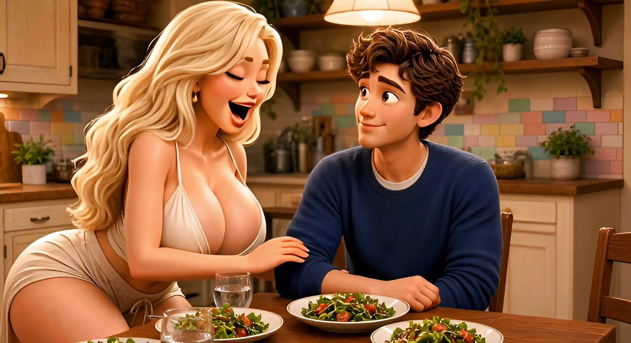 First Time With My New Stepmom in the Kitchen and Bedroom