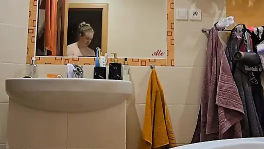 Cute BBW Wife with Big Soft Natural Tits and Big Ass Takes a Shower