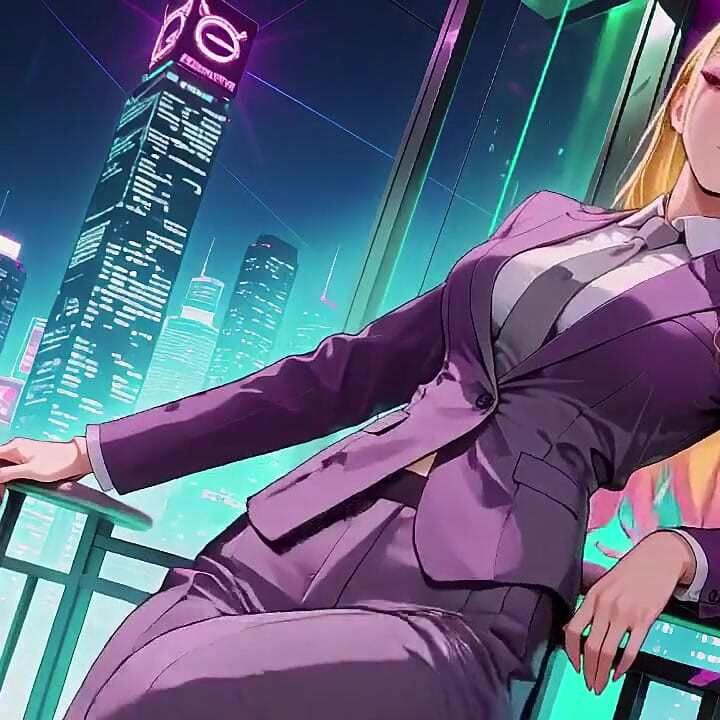 Blonde Boss in Purple Suit! Office Train Private Moments. She's Multitasking with Files While Secretly Adjusting Her Skirt...