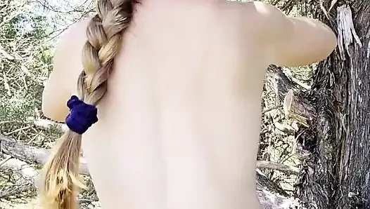 Redhead Finger Fucks Pussy in Tree