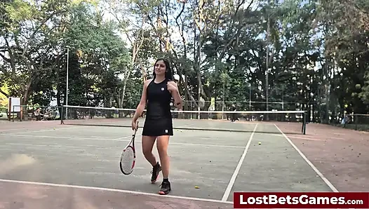 Rafaela and Igor Are Taking Their Strip Tennis Match Outside