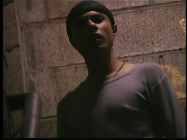 Horny stud fucks white boys face in a dark alley