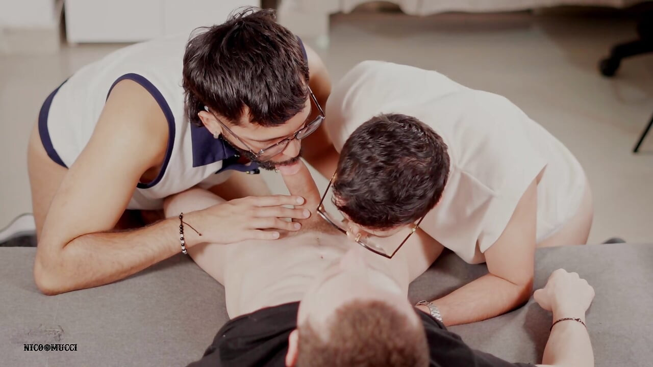 Two Bearded Studs Suck My Cock Like There's No Tomorrow