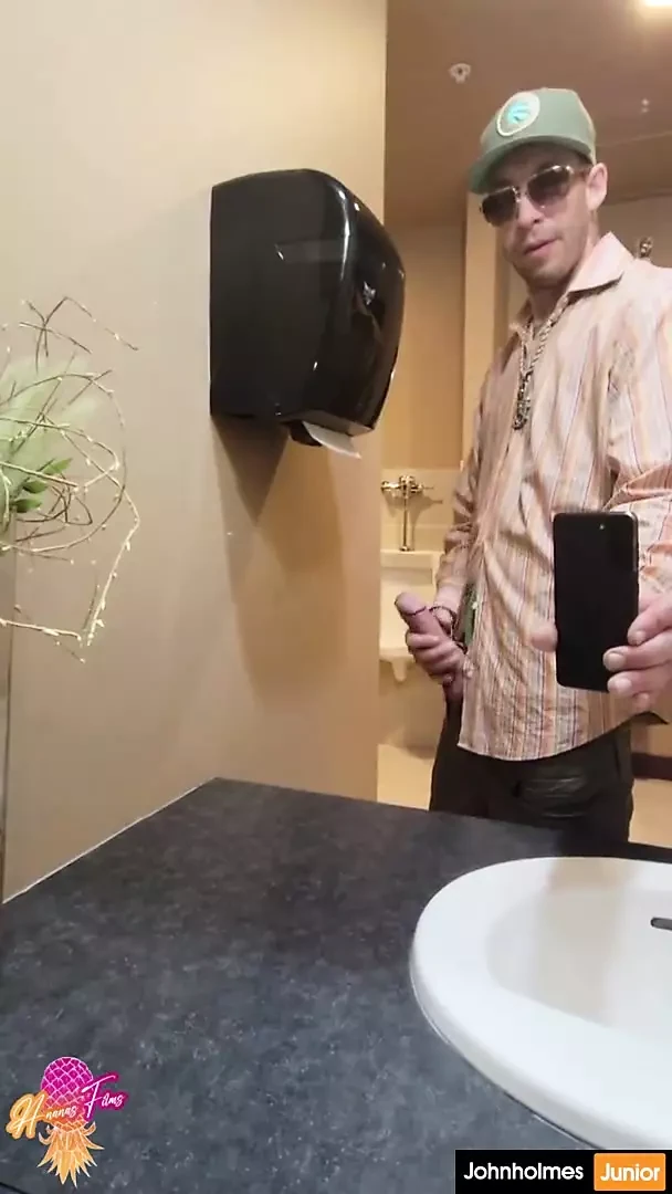 johnholmesjunior in very real super risky solo show in mens public bathroom