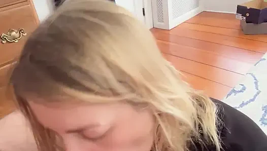 Cock sucking wife swallows his cum