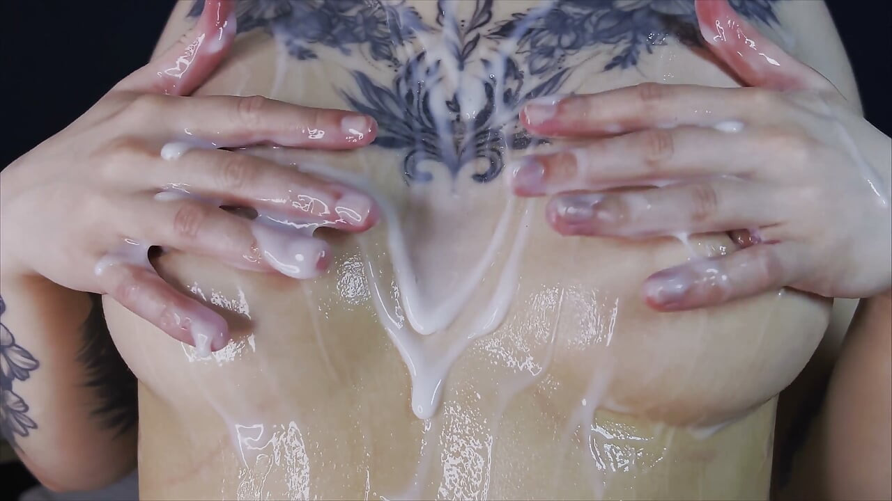 Asian Girl Plays with Cum After Bukkake