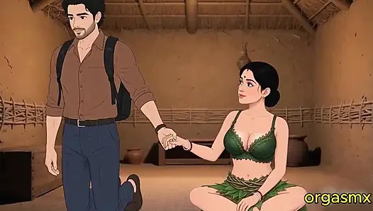 Desi Tribal Village Beauty Hot Passionate Night with Traveler in Forest Hut