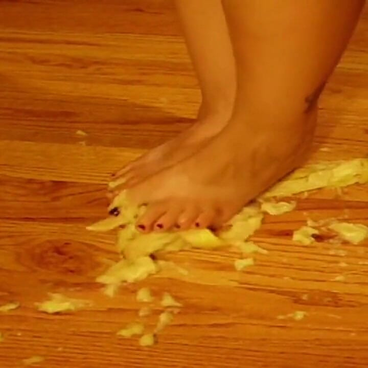Crushing food with feet