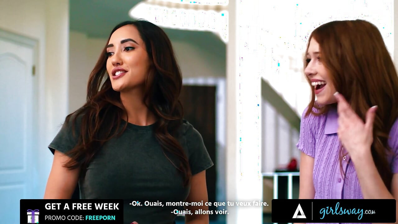 GIRLSWAY - Petite Redhead Myra Moans Seduces Busty Neighbor MILF Chloe Amour - FRENCH SUBTITLES