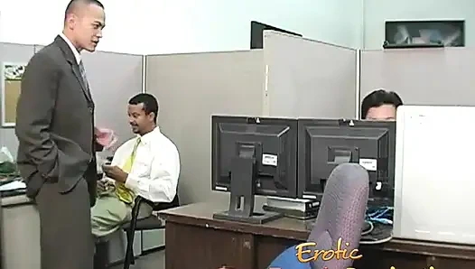 Femdom milf jizzed on feet after slave jerking his black cock