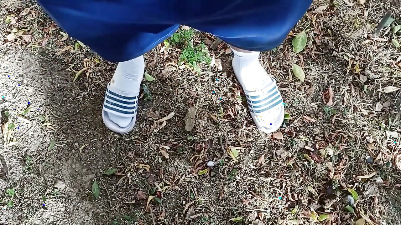 Making Socks Dirty in Slides - Used Socks and Slides and Uncut Soft Cock