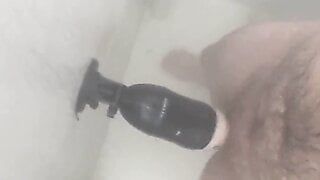 Nice cock fucks toy in the shower