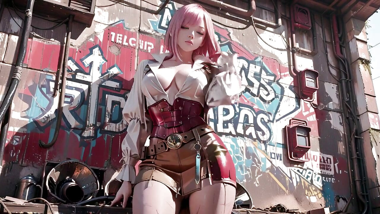¡Guerrera mech de pelo rosa! La fría belleza del yermo. ¿Armadura roja y blanca que oculta secretos?