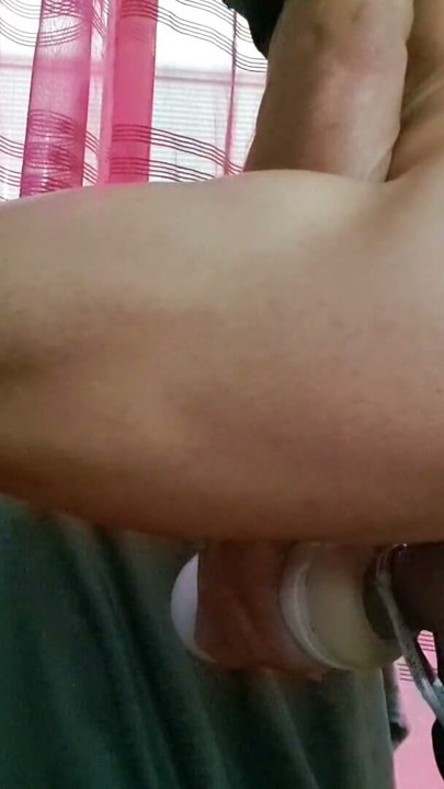 Hotsportfitboy Masturbates his big cock with a fleshlight - cumming and moaning in a chair | Clip 2