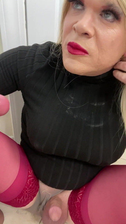 Sissy transgender sexy femboy crossdressing slut sucks cock and talks to milf stepmom about how she will show him how to give BJ | Clip 1