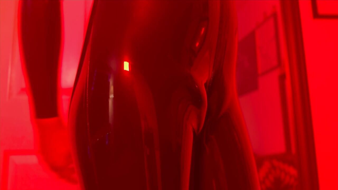Red latex slow mow POV
