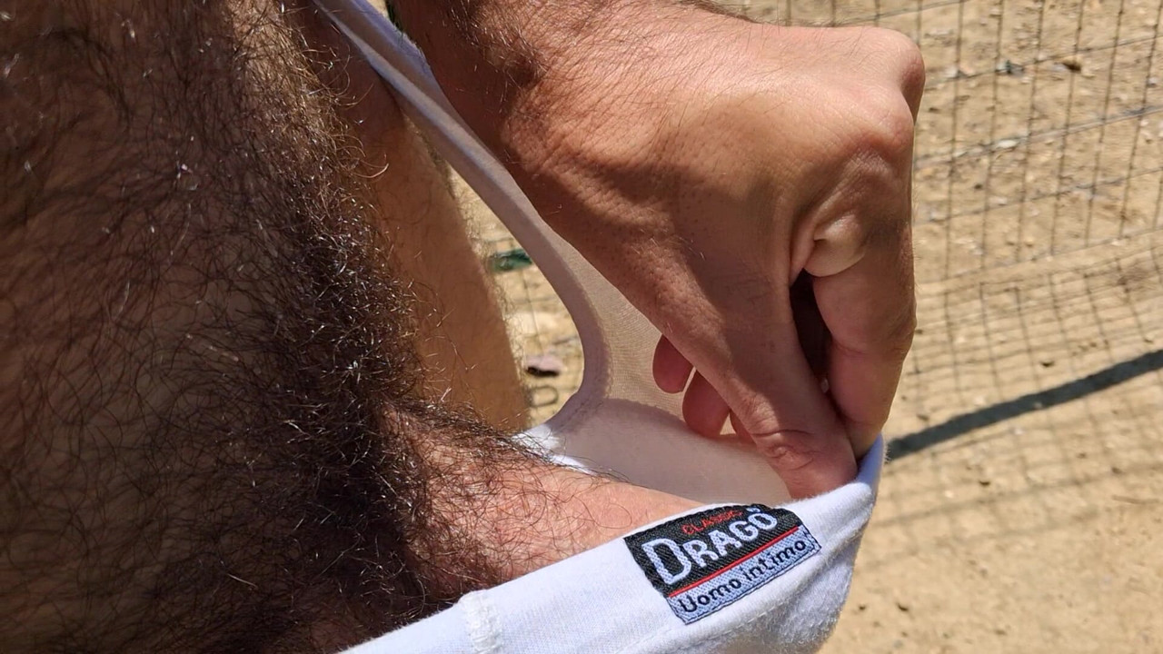Pissing with almost hard cock